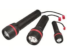 VELAMP IRUB2LED Torcia 3 LED in caucciÃ¹ Iper resitente. con Comodo Laccio. Funziona con 2 Pile D (Non fornite). Super Luminosa, Resistente allAcqua e Urti. 1 W, Nero