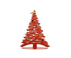 Alessi Bark For Christmas BM06/30 R Decorazione Natalizia di Design a Forma di Albero, Acciaio, Inox, Rosso, M, 1 Unità
