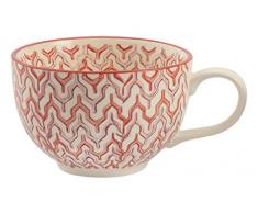 Villa dâEste Home Tivoli Bohochic Tazza Colazione, Porcellana, Nero/Rosso