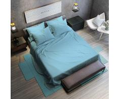 PETTI Artigiani Italiani - Lenzuola, Lenzuola Matrimoniali, Celeste, Set Lenzuola Matrimoniali, Lenzuola Percalle, Biancheria da Letto, 100% Cotone Percalle Made in Italy