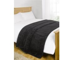 Dreamscene Finta Pelliccia di Visone Coperta copridivano Divano Letto Morbido Caldo in Pile, Nero, 125Â x 150Â cm-p, Poliestere, Black, King - 200 x 240 cm