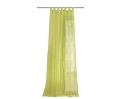 Home fashion Wohnprofi Voile - Tenda Verona con Occhielli, Tessuto con Stampa, 245 x 140cm a Fiori Verde