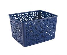 InterDesign Blumz Cestino Domestico per Cucina, Bagno Ufficio, Garage - 25,4 x 19,46 x 14,22 cm, Navy