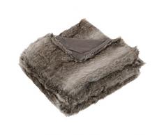 Home Maison Plaid Pelliccia, Poliestere, Grigio, 150Â x 125Â cm