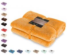 DecoKing- Coperta in Microfibra, Pile Morbido, Tessuto, 220 x 240 cm, Arancione