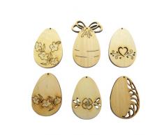 Petra S Set Fai-News a eih67s18Â Legno Uova di Pasqua, 6Â Diversi Designs, 18Â Pezzi, 3Â Pezzi