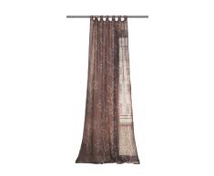 Home Fashion Wohnprofi Voile - Tenda Verona con Occhielli, Tessuto con Stampa, 245 x 140cm a Fiori Marrone