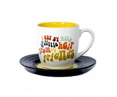 Thumbs Up! L&M Mug And Saucer Set-Friends 2 Tazza con Piattino a Forma di Vinile, Ceramica, Multicolore