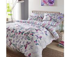 DreamsceneÂ âÂ Luxurious acquerello farfalla set copripiumino con federa, in poliestere/cotone, Multicolore, doppio