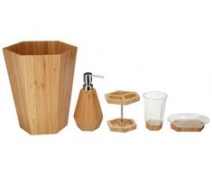 AmazonBasics 5 pezzi - Set Vanity da bagno in bambÃ¹ - Di forma geometrico