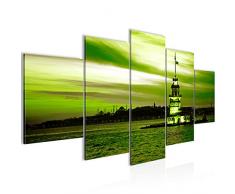 Quadro da parete in tessuto non tessuto Istanbul, formato XXL, per soggiorno, casa, stampa artistica verde, 5 pezzi, prodotto in Germania, pronto da appendere