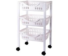 Juypal 185, Carrello da cucina con 3 ripiani, Bianco (Weiß), 66,5 x 39,3 x 26,5 cm