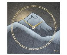 Vaerst 1169 - Orologio da parete in ardesia, effetto aerografato, motivo tramonto sullEverest, 30x30 cm, nero