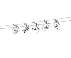 Trio 777710506 Avignon Sistema su Cavi a LED, 5x4.1 W, Cromo, 500 cm, metallo
