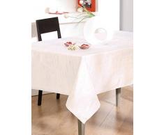 CALITEX Tovaglia in taffetà Plissettata Bianca Rettangolare, 150 x 250 cm