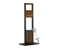 Relaxdays 10020930 Set da Bagno Piantana Portascopino con Portarotoli, Bambù, HxLxP 82x36x21cm, Marrone