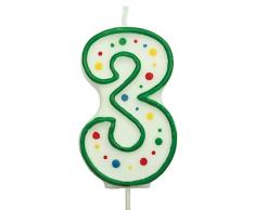 PME CA043 Candela Numero 3 Grande, Cera, Verde, 6.3 cm