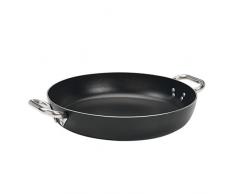 Pentole Agnelli ALSA110SS36 Alblack Tegame in Alluminio, Spessore 3 mm, con 2 Manici in Acciaio Inossidabile, 36 cm, Nero