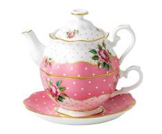 Royal Albert - Set di Tazza e teiera Integrate monoporzione, Stile Vintage, Multicolore
