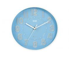 HABI Orologio Parete, Tondo, 25 cm, Plastica, Azzurro, rotonda