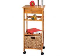 Kesper 25589 - Carrello da Cucina in bambù con Cestino Pieghevole, 37 x 37 x 84 cm