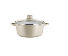 Domestic TOP Selection by MÃ¤ser, Serie Kitchen Time, Pentola Antiaderente con Coperchio in Vetro, 24Â cm, con Rivestimento Ilag Ceramic Bianco, nel Colore Grigio