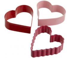 Wilton 2308-1125 Set 3 Tagliapasta Cuore, Acciaio, Rosso