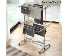 InnovaGoods - Stendibiancheria Elettrico Pieghevole con Flusso dAria Breazy (12 Barre), 24 W, Bianco, 87 x 143 x 65 cm