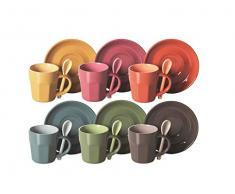 Excelsa Abbraccio Set Tazzine da caffÃ¨, Ceramica, Multicolore