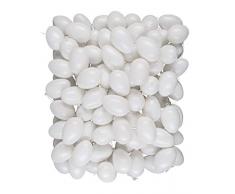 Idena Uova di plastica per Pasqua da dipingere con Occhiello, 100 Pezzi, 6 cm, Te, Primaverili, Decorazioni pasquali, Bianco, Je