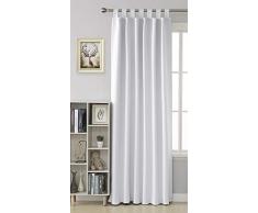 Deconovo - Tenda Oscurante con Passanti, per Soggiorno, in Poliestere, Grigio e Bianco, 175 x 140 cm
