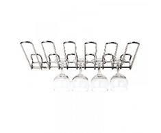 Paderno 44060-01 44060-02 Rastrelliera Porta Bicchieri Sospeso-Buffet, Acciaio Inox, Fissaggio Murale