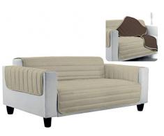 Datex Copri Divano a Doppia Faccia in Microfibra Anallergica, 100%, Multicolore (Tortora/Marrone), 1 Posto