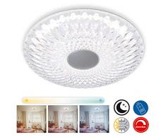 Briloner Leuchten - Plafoniera a LED, dimmerabile, con controllo della temperatura del colore, incl. luce notturna, con telecomando, funzione timer, trasparente, diametro 51 cm
