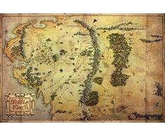 1art1 Lo Hobbit - Mappa della Terra di Mezzo Poster Stampa (91 x 61cm)