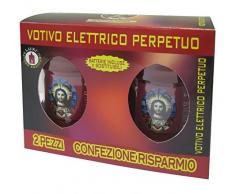 Cereria di Giorgio Luxì Cero Votivo Elettrico Sacro Cuore, PVC, Rosso, 6.5x6.5x9 cm, 2 unitÃ