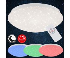 Briloner Leuchten - Plafoniera LED con telecomando, luce notturna, dimmerabile, in metallo, 10 W, colore: Bianco