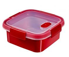 CURVER 232582 Smart Microonde Quadrato Vapore plastica Rosso 17 x 17 x 7 cm 0,9 l