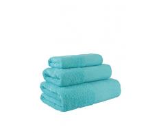 Flor de AlgodÃ³n - Set di 3 Asciugamani Panama, 400 gr, Colore: Turchese