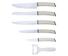 BERGNER Ultra Non-StickÂ âÂ Set di 5Â coltelli + Pelapatate, Colore: Bianco