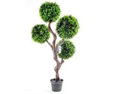 Geko - Pianta singola di bosso artificiale per arte topiaria, resistente ai raggi UV, misura L, altezza: 90 cm