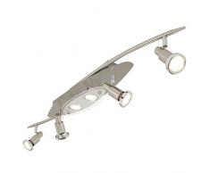 Briloner Leuchten 3527-062 Plafoniera LED con Faretti, Metallo/Glass, Nickel Satinato, 3 watts