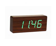Gingko, Orologio Digitale Click Clock con indicazione dellora a Luce LED Verde, Marrone (Braun)