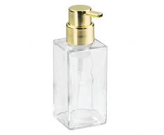 InterDesign Casilla Modern Pompa Dispenser di Sapone Schiumogeno in Vetro per Cucina, Bagno - Trasparente/Ottone