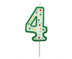 PME CA054 Candela Numero 4 Piccola, Cera, Verde, 4.3 cm
