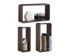 Relaxdays 10021789_93 Set 3 Mensole da Muro, Cubi da Parete, Montaggio a Scomparsa, Soggiorno, Cucina, Colore Marrone