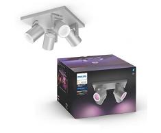 Philips Lighting Hue Argenta White and Color Ambiance Faretto Connesso, con Bluetooth, 4 Punti Luce, GU10, 5.7 W, Alluminio