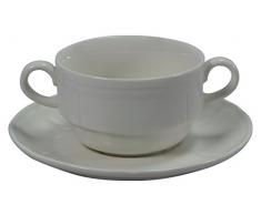 Tazza brodo con piatto in new bone china 2 manici imp