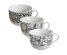 Excelsa Magic Black Tazza Jumbo Assortita, Porcellana, Multicolore, 3 Pezzi