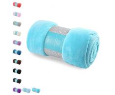 AmeliaHome Tyler Collection - Coperta in Microfibra e Pile, Morbida e Morbida, Poliestere, Turchese, 220 x 240